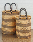 Bolga Baskets - Tall, Natural & Black