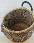 Bolga Baskets - Large Round Two Handle, Natural & Black