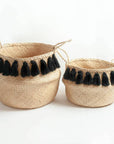 Black Tasseled Belly Baskets