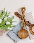 Olive Wood Spiral Salad Servers