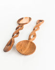 Olive Wood Spiral Salad Servers