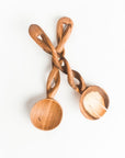 Olive Wood Spiral Salad Servers