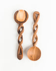 Olive Wood Spiral Salad Servers