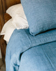 Linen Duvet Cover Set - Denim Blue